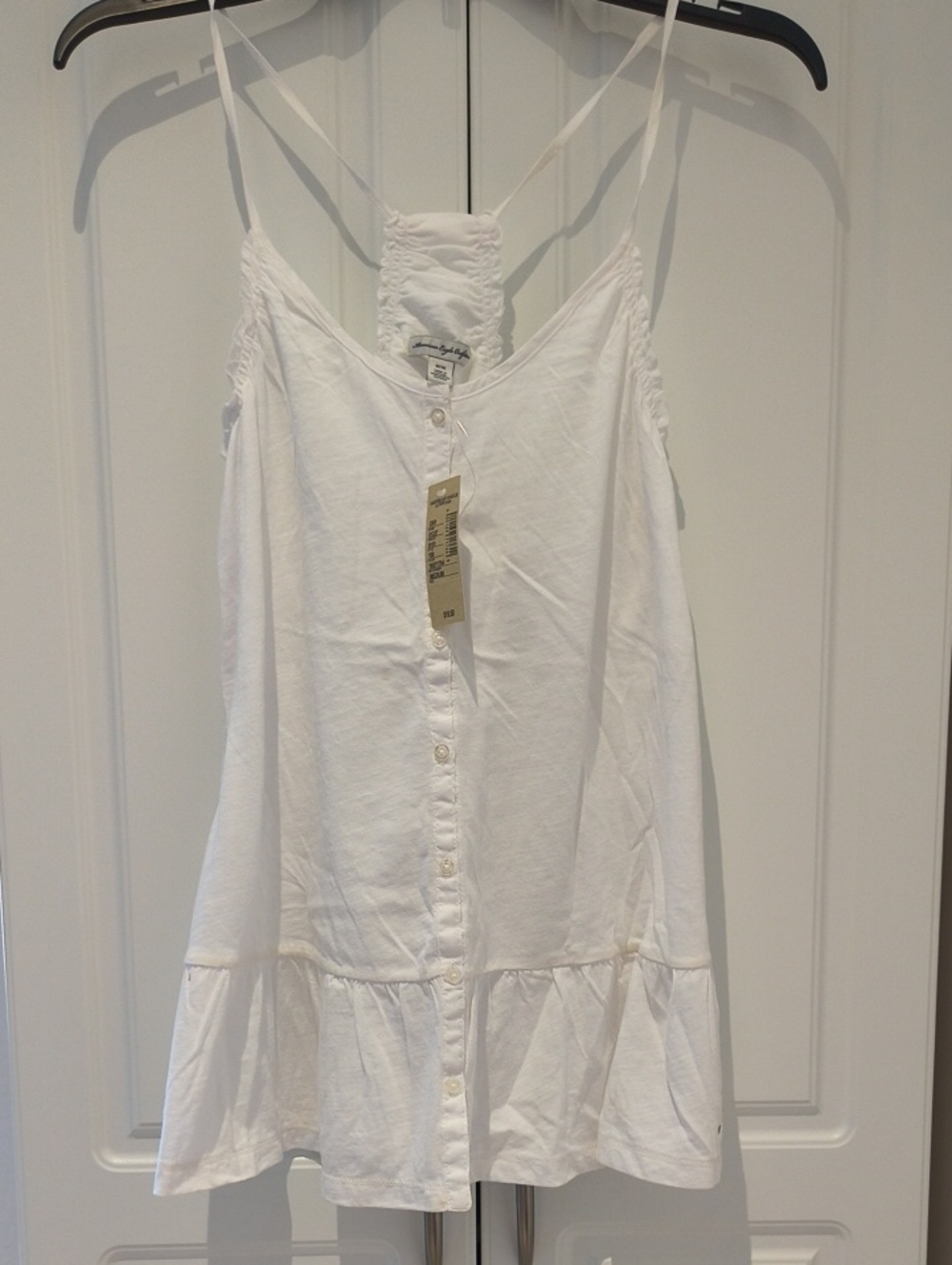 New American Eagle Outfitters White Button-Front Cotton Top